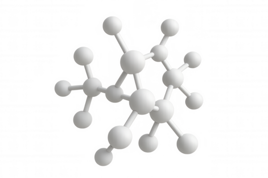 3d rendering of a white molecule structure rotating on a transparent background, perfect for science and medical presentations