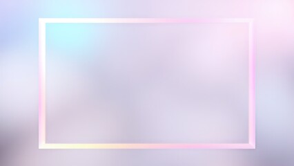 パステルカラーに輝くホログラフィックフレームの抽象背景