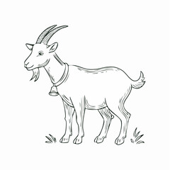 Obraz premium A black and white illustration of a goat.