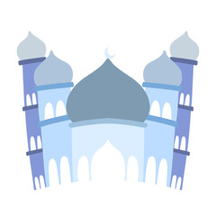 Flat Blue Mosque Vector Illustration