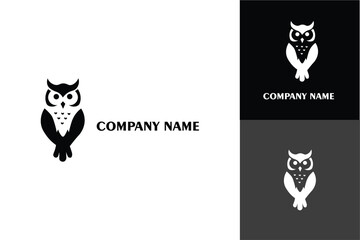 Stylized Owl Logo Design with Horned Feathers.