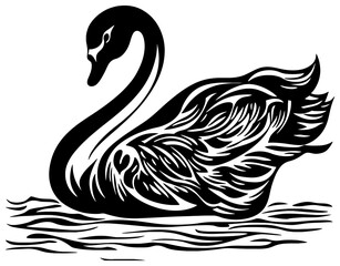 Swan Silhouette Gliding on Twilight Waters