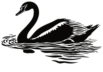 Swan Silhouette Gliding on Twilight Waters