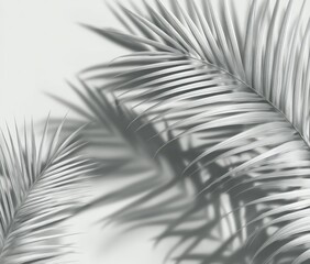 Obraz premium Gray-scale palm leaves with shadows