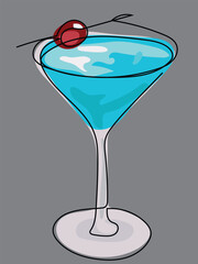 Cocktails in continuous line drawing style