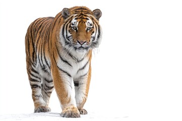 Naklejka premium Full shot of a tiger walking, against white background