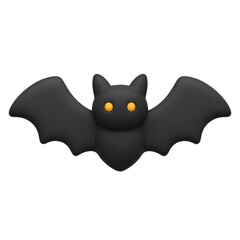 3D soft matte rubber style Halloween bat icon PNG transparent