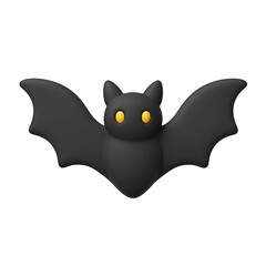 3D soft matte rubber style Halloween bat icon PNG transparent