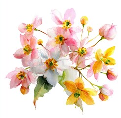 Fototapeta premium Watercolor bouquet of pastel-colored flowers