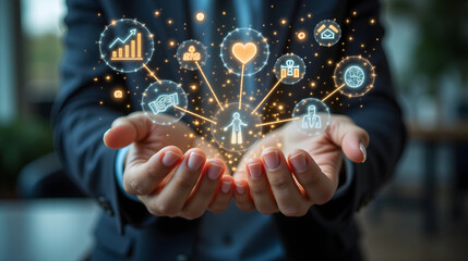 Digitale Vernetzung in den H&auml;nden der Zukunft &ndash; Harmonisches Wallpaper &ndash; Hintergrundbild