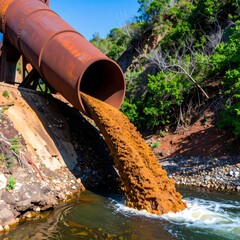 Industrial waste discharge into a river