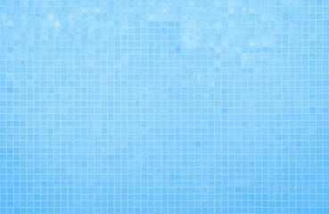 Blue light ceramic wall chequered and floor tiles mosaic background in bathroom, kitchen. Design pattern geometric with grid wallpaper texture decoration pool. Simple seamless abstract surface clean.