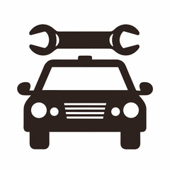 Car with a large adjustable wrench on top of it for repair