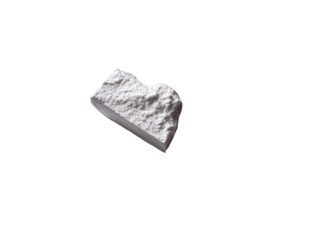 Rough, off-white, sculpted block, isolated