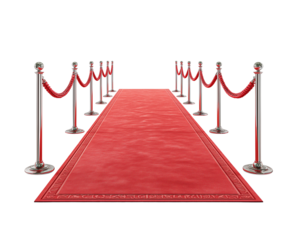 Straight red carpet with chrome stanchions