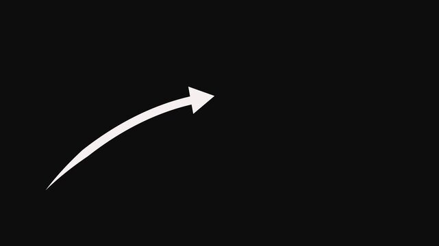 Bent arrow long pointing right. Icon arrow is right said. Abstract graph icon vidio 4k