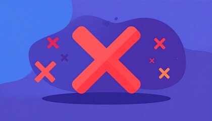 Obraz premium Abstract design with multiple red x's on a vibrant purple and blue background