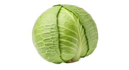 Obraz premium Fresh green cabbage isolated on white background vibrant layered leaves vegetable texture