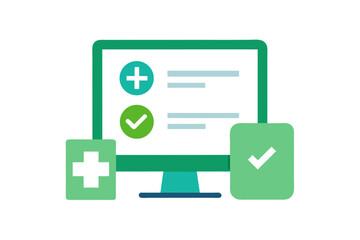 Fototapeta premium Flat Vector Online Medical Test Portal Showing Results