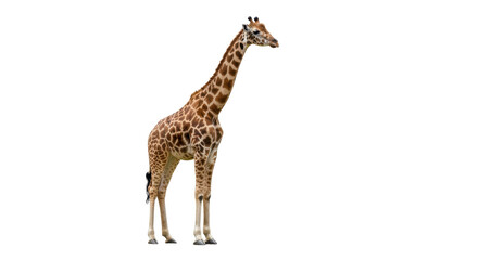 Naklejka premium A tall giraffe standing gracefully isolated on white background