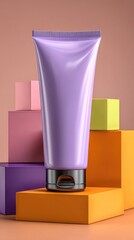 Lavender tube on colorful blocks