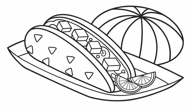 black and white taco with lime and watermelon clip art preview