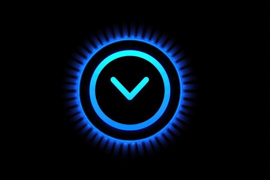Glowing blue circle with downward arrow - Powered by Adobe