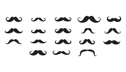 Set of mustache silhouette vector, Silhouettes of moustache collection. vector illustration EPS 10