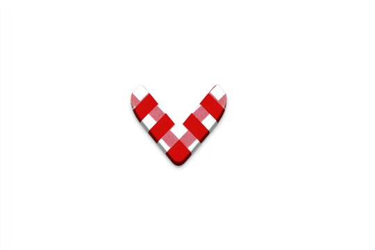 Red and white checkered V-shaped arrow