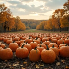 pumpkins in a field