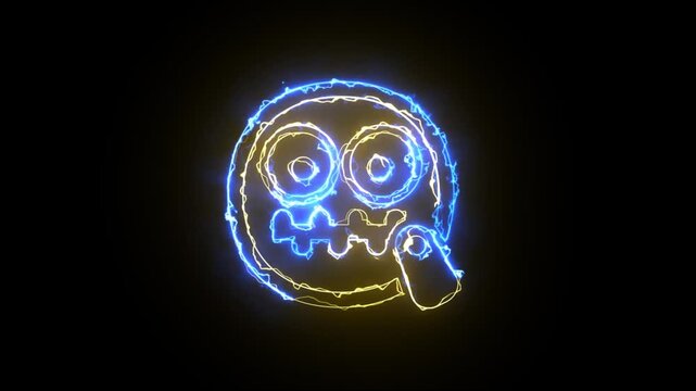Electrifying Thinking Face Emoji Neon Animation.