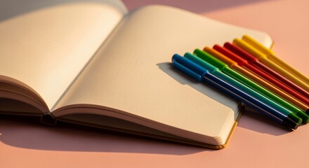 Colorful Pens and Blank Notebook Ready for Ideas