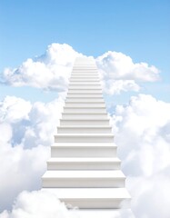 White stairway to a clear blue sky