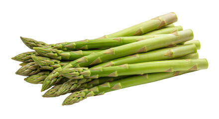 Fresh green asparagus spears arranged neatly showcasing their vibrant color and texture isolated on white background