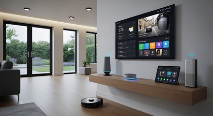 Smart Home Technology: Modern Living Room with Automation System