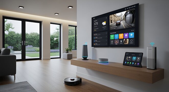 Smart Home Technology: Modern Living Room with Automation System