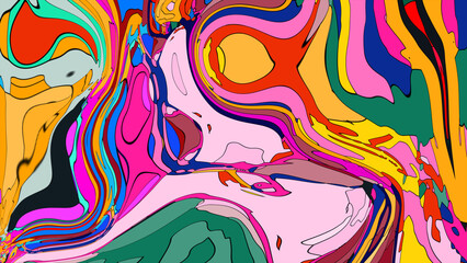 Obraz premium Close up of swirling vibrant colors creating an abstract fluid, and psychedelic pattern design effect