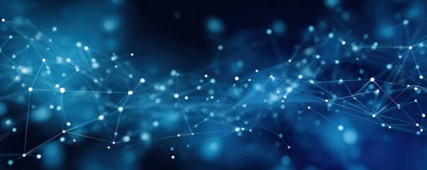 Connecting Digital Networks Virtual Space Abstract Art Technology Environment Dynamic View Blue Background