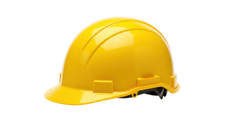 Bright yellow construction helmet isolated on white background ideal for safety awareness