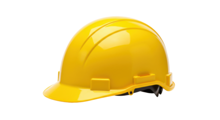 Bright yellow construction helmet isolated on white background ideal for safety awareness