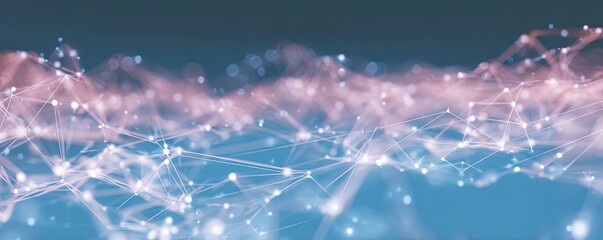 Illuminating Blue Glow Futuristic Abstract Art in Digital Network Visualization Virtual Space