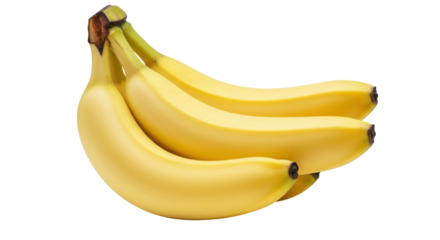 A bunch of ripe bananas isolated on white background showcasing vibrant yellow color