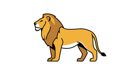 Majestic Lion Illustration with Clean Lines and Warm Tones, Perfect for Educational Materials, Branding, and Wildlife Conservation Campaigns.