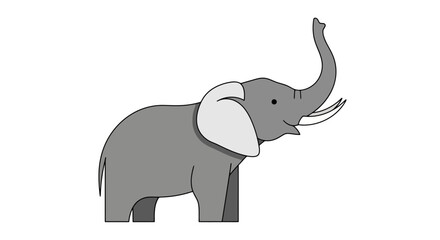 Cartoon Elephant Illustration with Raised Trunk for Children's Books, Educational Materials, and Wildlife Conservation Campaigns