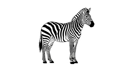 Striking Zebra Illustration with Bold Stripes on White Background, Perfect for Educational Materials, Wildlife Conservation Campaigns, or Animal-Themed Designs.