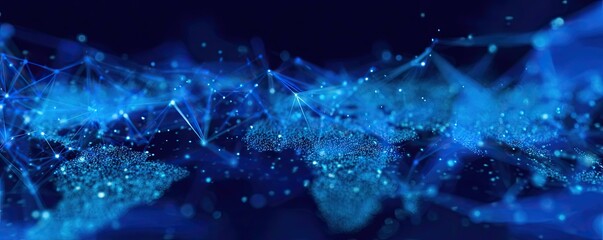 Abstract Blue Digital Network Exploring Graphic Design and Connectivity in Virtual Environments