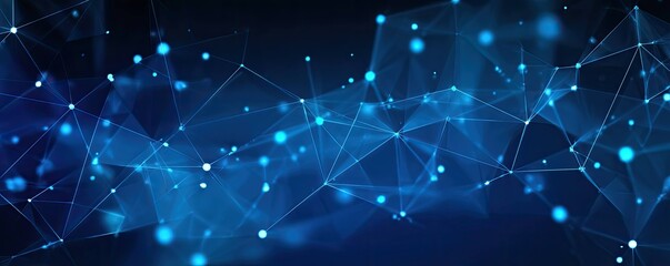 Digital Network Connection Display Virtual Environment Abstract Art Cyber Space Wide Angle Blue Theme