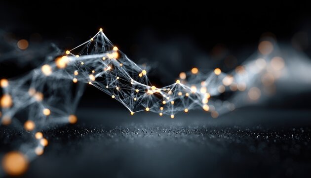 Abstract wave of connected glowing nodes