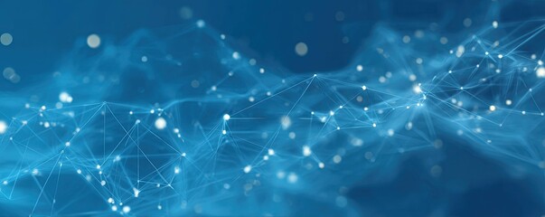 Connecting Digital Networks Aerial View of Abstract Graphic Art in Blue Virtual Technology