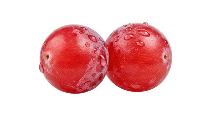 Fresh dewy red grapes resting side by side isolated on white background